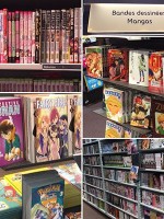 Fnacに寄ってみました。　日本の漫画人気がありますね。結構な広さの売り場で展開していました。