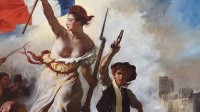民衆を率いる自由の女神の一部分。まさにレ・ミゼラブルのガブローシュ