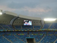 会場のスナップやブラジルの有名選手のプレー等の上映