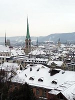 スイスの大学のベランダからチューリッヒ風景